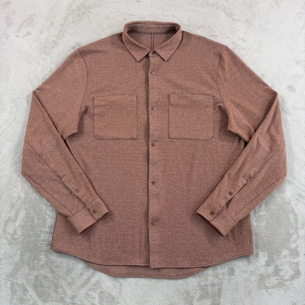 Lululemon‎ Soft Knit Overshirt Heathered Roasted Brown Men XL Stretch Flannel